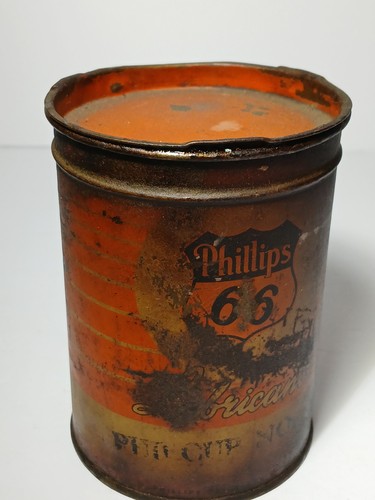 1940s 1950s Original Vintage 1 Pound GREASE CAN PHILLIPS 66 GREASE CAN OIL CAN - Picture 15 of 19