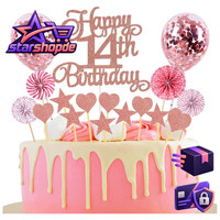 Tortendeko 14. Geburtstag Rosegold Glitter Cake Topper Kuchendeko Junge MäDchen