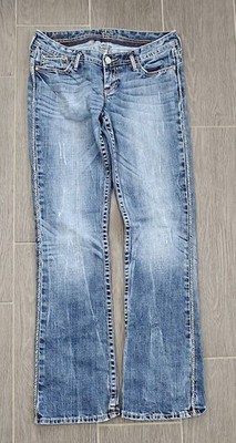 Express Stevie Bootcut Jeans Damen Gr. 38 W29 L32 Blau Kontrastnaht Y2K Vintage