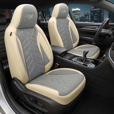 2x Sitzbezüge passend für Land Rover Range Rover Velar 2017 (Grau-Beige) HERM209