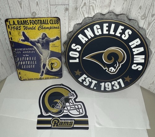 LOS ANGELES RAMS METAL WALL SIGN LOT FOOTBALL NFL MAN CAVE BOTTLE CAP ...