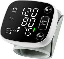 Wrist Blood Pressure Monitor, Rechargeable with240 Reading Memory for 2 Users