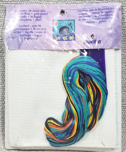 Bucilla One Happy Whale 42916 5"x5" gezählt Kreuzstich KIT NEU in Pkg. ©2001 - Bild 2 von 2