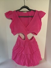 LoveShackFancy Audrina Mini Dress in Flirty Fuchsia Xl
