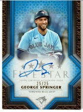 George Springer 2023 Topps Five Star Auto Blue 25/25 FSA-GSP Toronto Blue Jays
