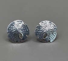 Earrings Pierced Sterling Silver Sand Dollar 14K Gold Posts