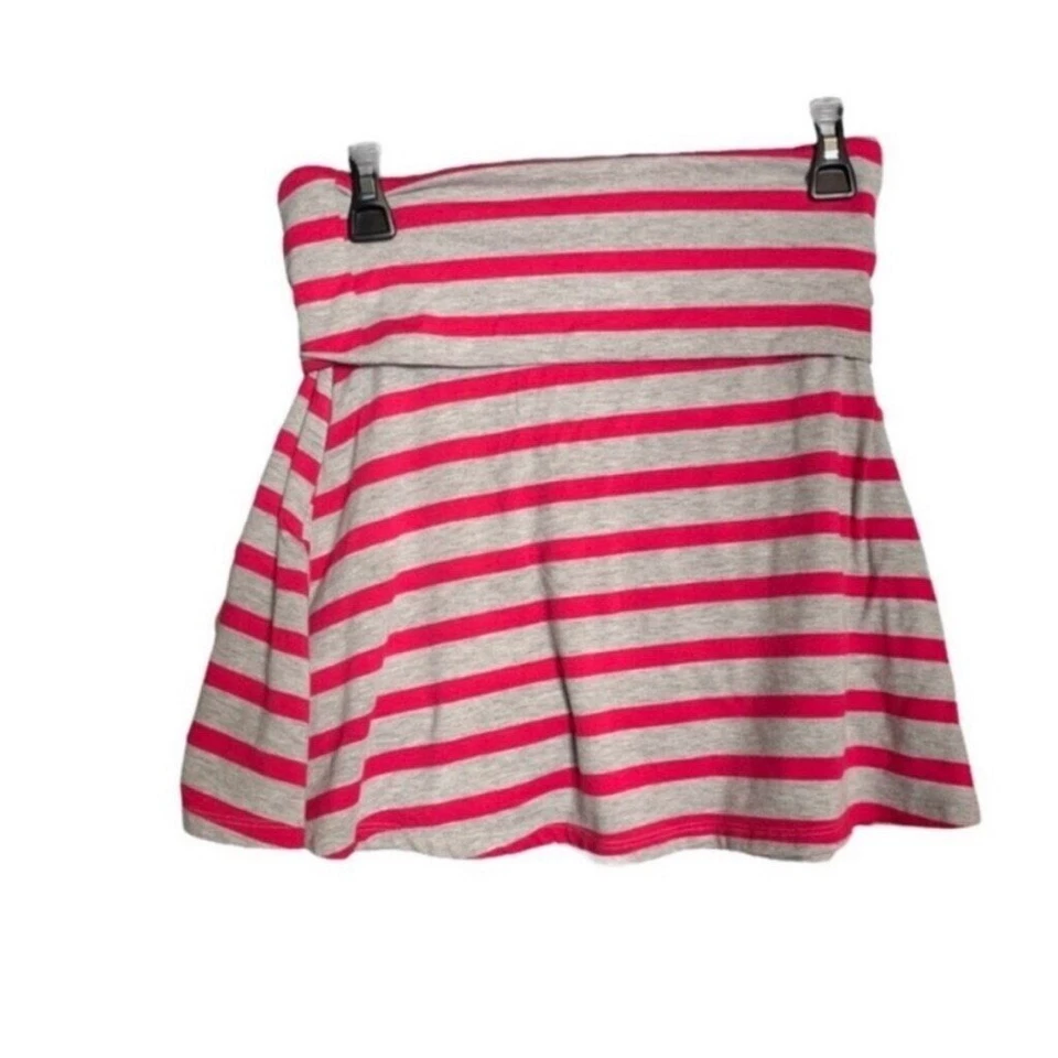 Minifalda Mossimo rosa gris tejida a rayas para mujer pequeña informal línea A Foto 2 de 4