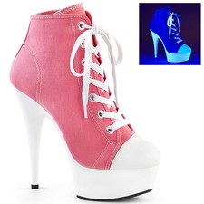 Pleaser 6" Tacón 1 3 4" Plataforma Con Cordones Zapatilla Botín Delight 600Sk Lado