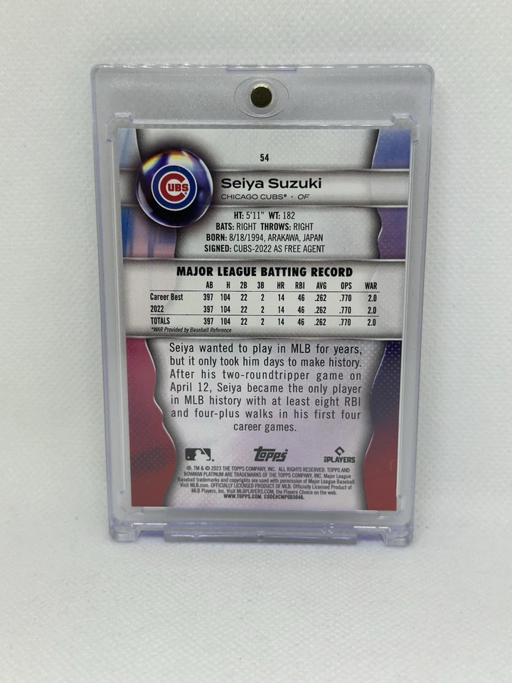 Seiya Suzuki #54 - 2023 Bowman Platinum Baseball - Image 2 of 2