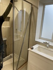 Brand New Amien Brushed Nickel Single Shower Screen 700mm Glass Panel