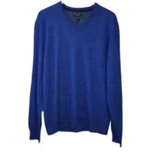 NEW Club Room Mens XL Estate Merino Wool Sweater V-Neck Vibrant Blue NWT $75