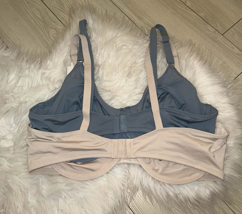 Pack de 2 Sujetadores Camiseta Olga Malla Sin Forro Con Aros Mujer 40D Azul Beige Nuevo Con Etiquetas Foto 4 de 4