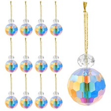 12 Pcs Crystal Glass Christmas Balls Ornaments, 0.87" Mini AB Color Prism Bal...