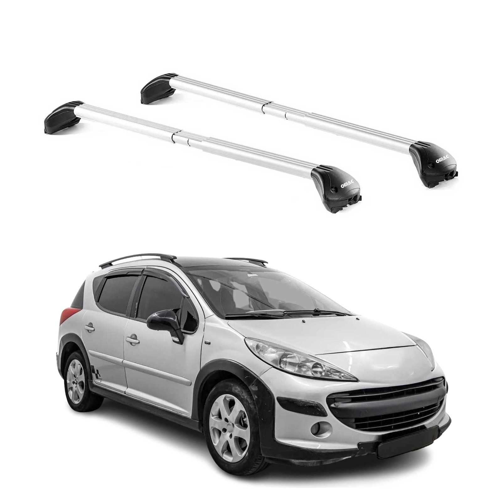 Barres de toit Peugeot 207 Wagon 2007 2013 break 5P gris argenté