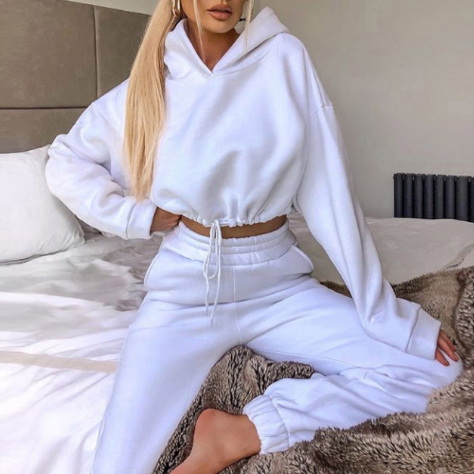 Jogging Suits Women 2 Piece Sweatsuits Tracksuits Sexy Long Sleeve Hoodie Fitnes