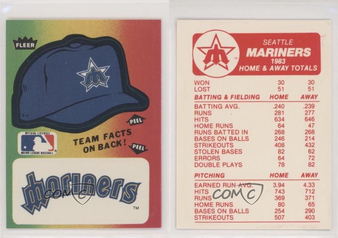 Red Insett 1984 Fleer Team Stickers Inserts Seattle Mariners (Hat) 3c7 | eBay