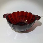 Vintage Anchor Hocking Glass Dish Bowl Oyster & Pearl Royal Ruby Red Handled