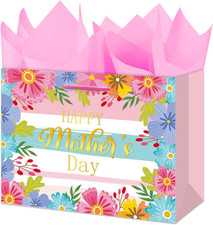 Happy Mother'S Day Gift Bags with Handles 13" Large Horizontal Gift Bag with Tis