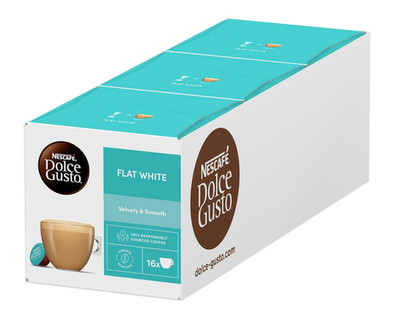 NESCAFÉ DOLCE GUSTO Flat White Coffee Pods, 16 Capsules (Pack of 3 - Total 48 Ca
