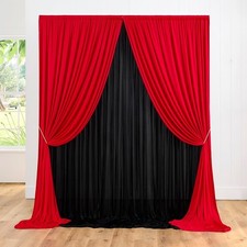 10ft x 10ft Wrinkle Free Backdrop Curtain Red Black Backdrop Curtain for Part...