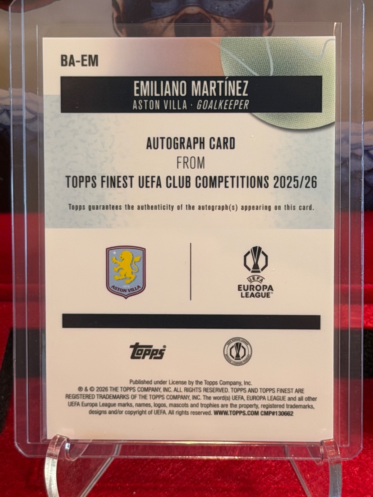 2025-26 Topps Finest UCC Emiliano Martinez Auto view 2