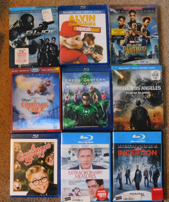 Lot of 9 Assorted Blue Ray Movies A Christmas Carol GI Joe Black Panther +++