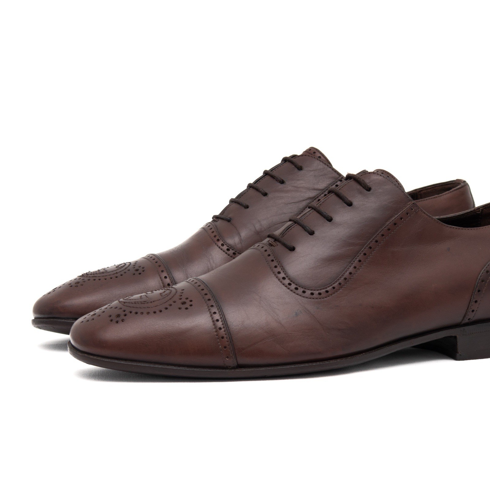 GUCCI Cap Toe Brogued GG Interlocking Oxfords Bro… - image 3