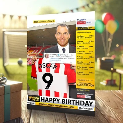 PAPER HEART DESIGNS Sunderland Birthday Card - Personalised With Any Name & Age (0003)