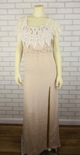 Stone Cold Fox Penelope Silk Lace Slit Maxi Dress Womens 1 Neutral Long