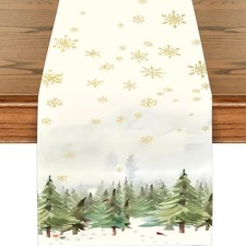 Christmas Table Runner 13x72 Inch Tree Snowflakes Runners Holiday Decorations
