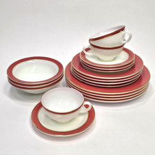 Vtg 1950s Pyrex Flamingo Coral Gold Band Milk...