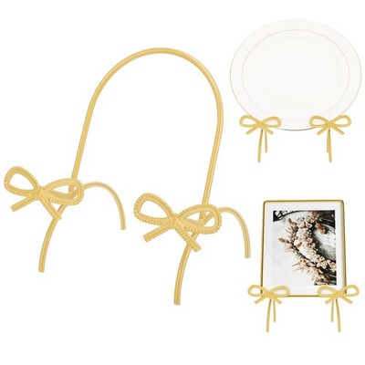 Bow Plate Stands for Display 6 Inch Gold Metal Decorative Platters Holder Bra...