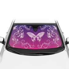 BDK Pink Butterfly Front Windshield Sunshade Accordion Folding Styl... Fast Ship