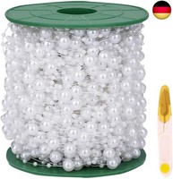 60M Perlengirlande Weiß, Perlenband Perlenkette Deko Mit Schere, Angelschnur
