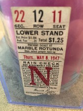 1947 Jackie Robinson NIGHT GAME DEBUT Ticket Stub Gil Hodges Home Debut Dodgers