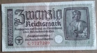 GERMANY:  WWII : SCARCE 20 REICHSMARK  REICHSKREDITKASSEN use in occupied region
