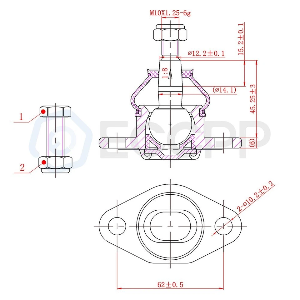 Nuevo 4 piezas rótulas inferiores superiores delanteras pieza de dirección para Pontiac Acadian Foto 3 de 4