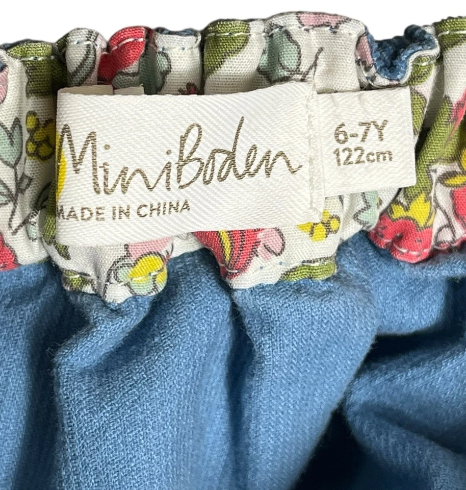 Mini Boden Girls Corduroy Jumper Dress Size 6 -7 Blue Tiered Ruffles - Image 3 of 4