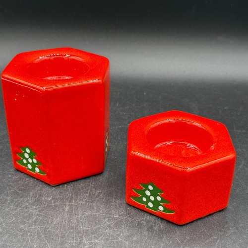 Waechtersbach Christmas Tree Red Candlestick Holders Votive Set of 2 - Picture 4 of 11