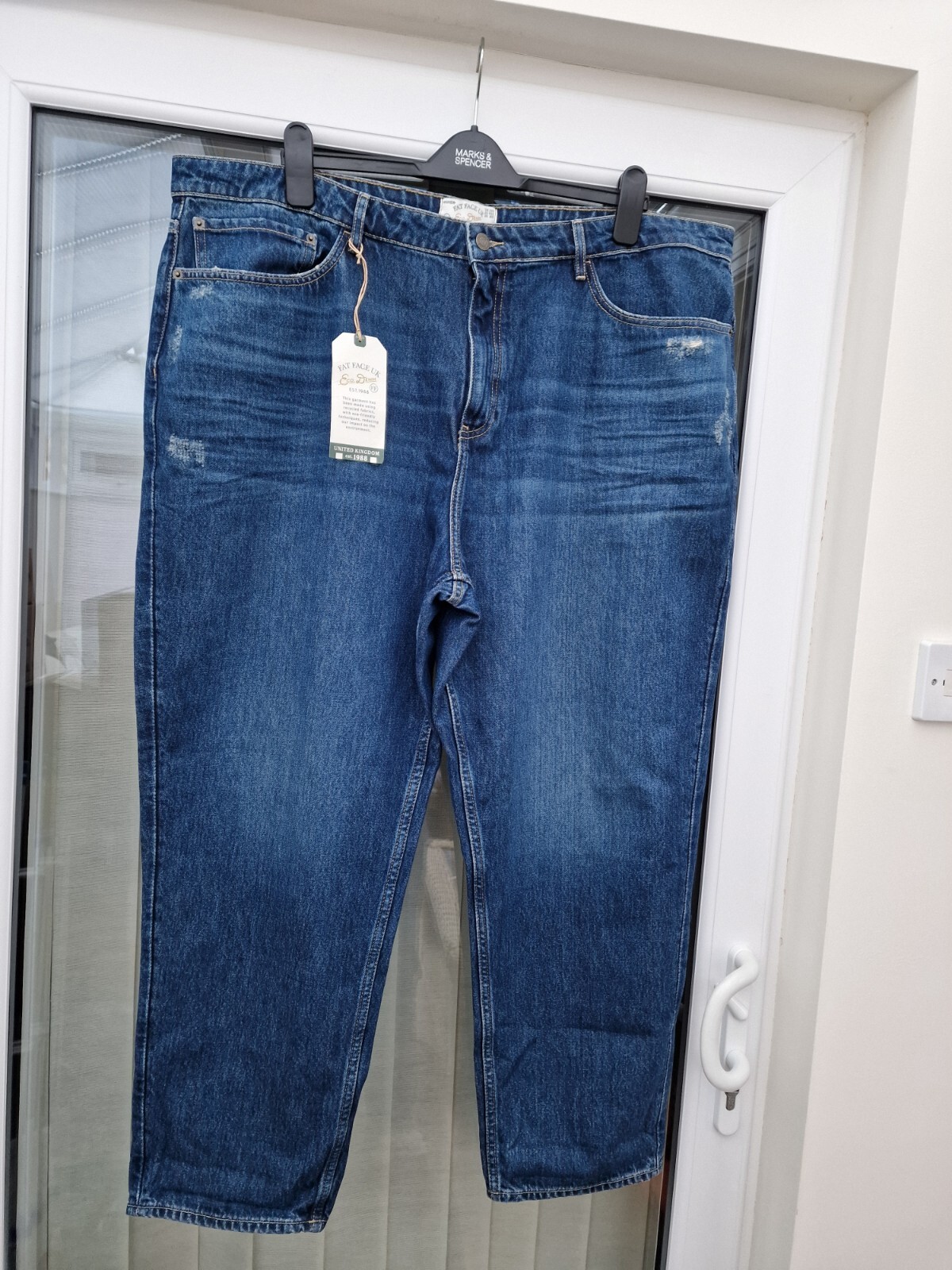 Ladies Fat Face Mom Jeans Size 24 Regular Col. Medium Blue Denim Distressed Look image 2
