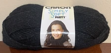 Brand New - Spinrite Caron Simply Soft Party Yarn Black Sparkle 0007
