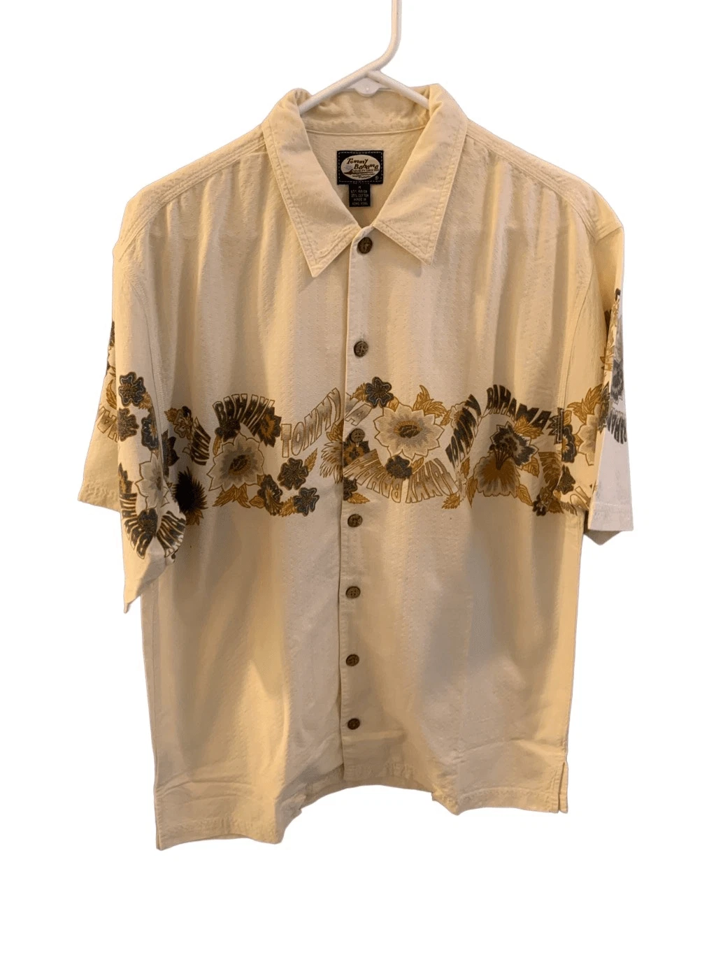 Tommy Bahama Medium Yellow Hawaiian Button Down Shirt Vacation Summer Party