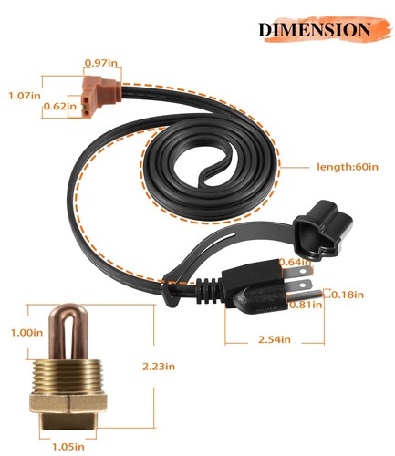 NPT 400W Block Heater 1" for Eagle Jaguar Jeep Renault Rover Kubota Perkins - Foto 7 di 8