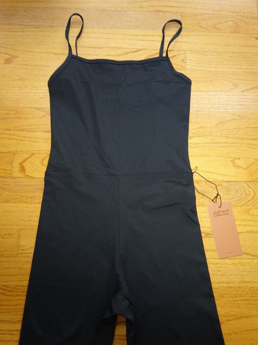New Girlfriend Collective Bodysuit Jumpsuit Black Fitted One Piece Size L