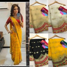 Bhagalpuri Embroidered Net Saree With Blouse