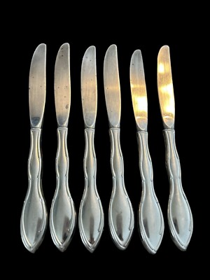 Gorham Stegor Chanson Glossy Stainless USA Dinner Knives 8 1/2  Set Of 6
