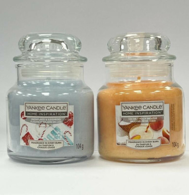 YANKEE KERZE 104G GLAS SCHNEEFLOCKEN UND SCHLITTENFAHRTEN & KOKOSNUSSPFIRSICH SMOOTHIE NEU