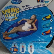 SwimWays Comfortable Spring Float Recliner Pool Lounger Carry Along Black/Yellow