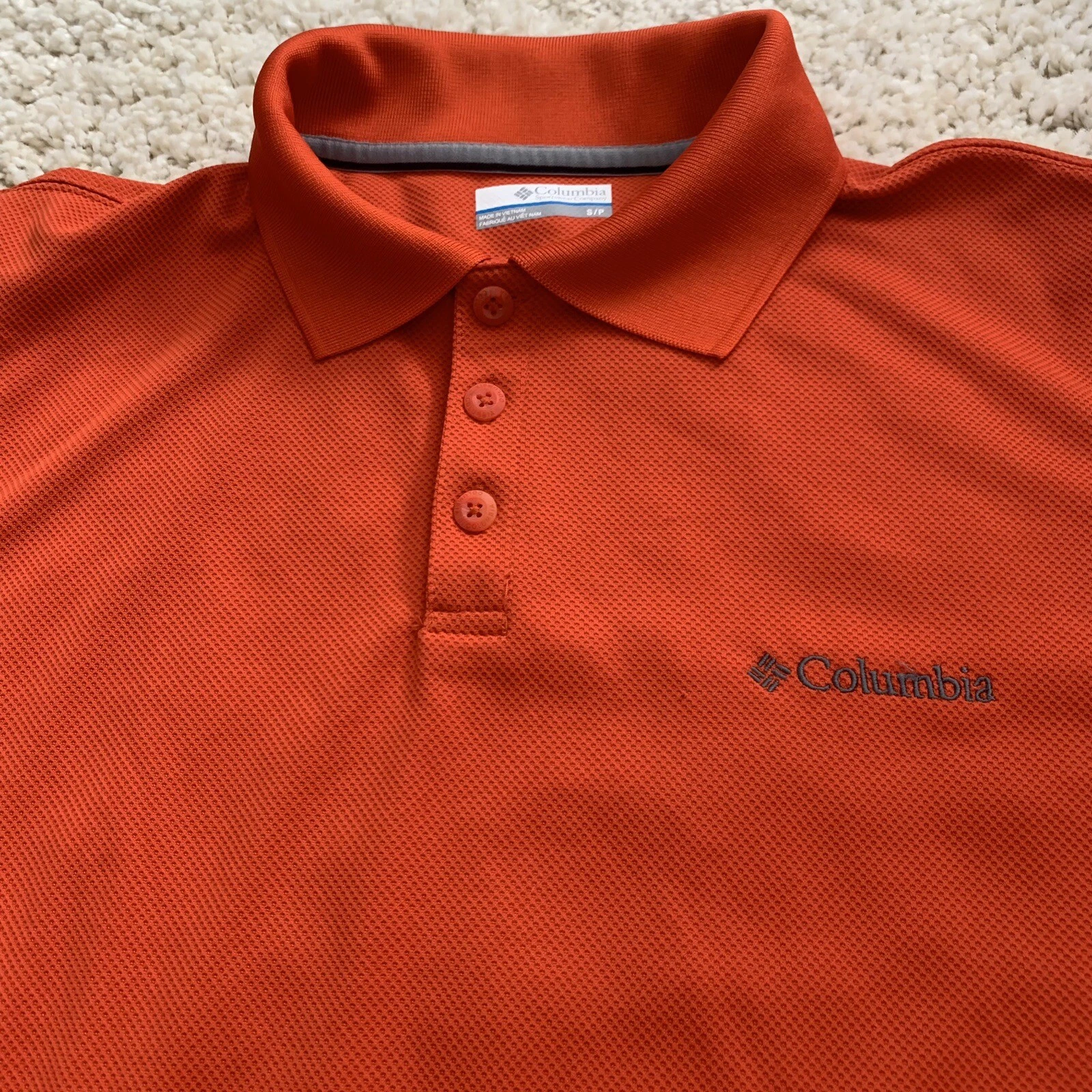 Columbia Polo Shirt Mens Small Orange Omni-Shade Sun Protection Performance
