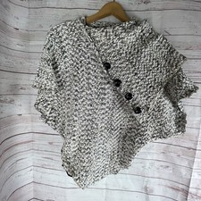 Soft Surroundings Knit Button Poncho Sweater Woman  s Sz XS Gray Boho